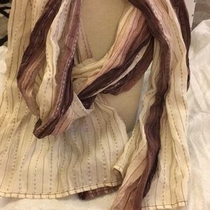 Brown and cream ombré with silver stripes scarf
